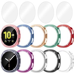 10+4 Pack Bling Case for Samsung Galaxy Watch 8 40mm with Tempered Glass Screen Protector, Glitter Diamond Hard PC Scratch Resistant Protective Cover Compatible with Galaxy Watch 8 40mm