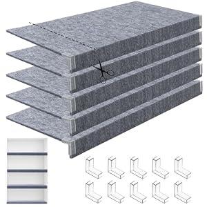 Maxdot 5 Pcs Wire Rack Covers 30 × 16 Inch Felt Gray Shelf Covers for Wire Shelving Shelf Liners 0.35 Inch Thick Removable Shelves Covering for Pantry Store Kitchen Removable Closet Office