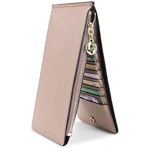 YALUXE Women's RFID Blocking Genuine Leather Wallets Cell Phone Pocket Card Holder Organizer Coin Purse with Zipper Pocket
