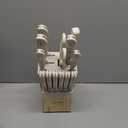 CAROTE 14 Pieces Knife Set with Block, Forged, High Carbon Stainless Steel Sharp Blade Block Knife Set, Dishwasher Safe Cutlery, Cream