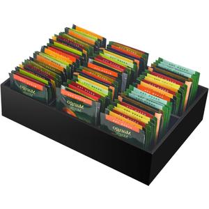 Tasybox Tea Bag Organizer, Black Acrylic Tea Bag Holder with 6 Slot, Tea Packet Storage for Drawer, Pantry, Kitchen, Cabinet, Countertop