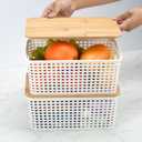 Stackable Storage Bins with Bamboo Lids, 6-Pack, BPA-Free Plastic, 5.1 Qt Capacity, Side Handle, 10x7.2x4.13 Inch, for Home Organization