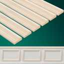 12 Pcs Wall Molding Trim, Split Wood Slats Mouldings Unfinished Fluted Wooden Panel Wood Trim Molding Decorative for DIY Door, Wall, Table, Cabinet(15.8" X 0.9" X 0.3")