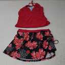 Yonique 2 Piece Swimsuits for Women Halter Tankini Top with Skirt Bottom Tummy Control Bathing Suit Large, Red