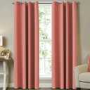 Thermal Insulated Sliding Window Curtains, Blackout Curtains for Living Room Energy Efficient Window Curtains/Drapes Solid 2 Panels Each Panel 52 in x 108 in (W x L) Grommet, Solid Coral