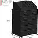 Sorbus Makeup Organizer, Brush Holder and Make Up Storage Drawers - Acrylic Makeup organizer for vanity, Bathroom - Cosmetic Display Cases with 3 large, 4 Small Drawers & 1 Tray for Makeup Brush