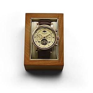 Oirlv Solid Wood Single Watch Display Stand Showcase Jewelry Stand Watch Holder with Pillow (Square Single, Creamy-White)