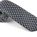 Men's 100% Silk Neckties Gecko Printed Tie (Charcoal Grey)