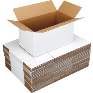 EXYGLO 40 Pack 11x6x6 Shipping Boxes for Small Business, White Corrugated Cardboard Box for Packaging, Moving, Mailing, and Storing
