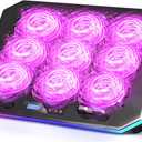 KeiBn Laptop Cooling Pad, Gaming Laptop Fan Cooling Pad with 9 Quiet Fans, RGB Laptop Cooler for 15.6-17.3 Inch, Cooling Pad for Laptop with 7 Height Stands, 2 USB Ports, Phone Stand-Purple