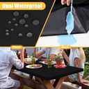 Rectangle Table Cloth, Waterproof Elastic Fitted Tablecloth for 6 Foot Folding Tables, Washable Polyester Tablecloths for Picnic, Camping, Outdoor (Black, 30"x72")