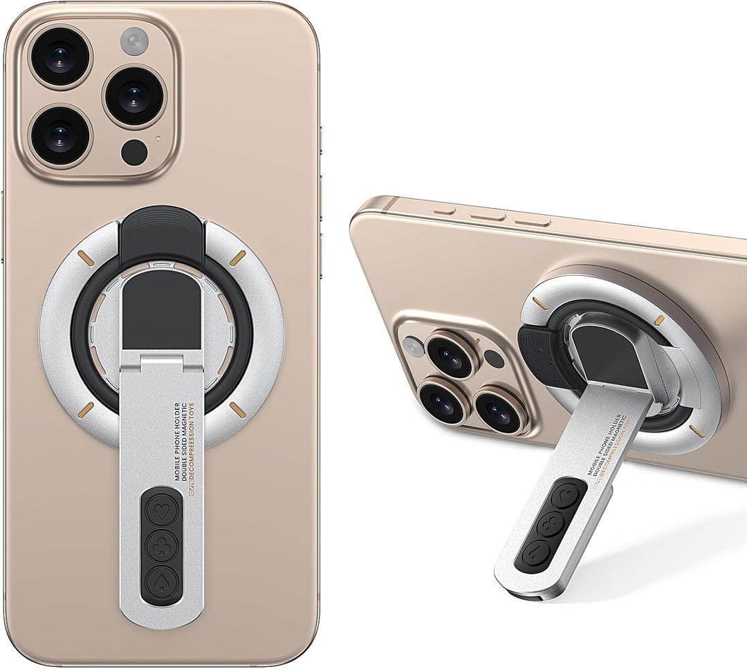 Sancable Upgraded Magnetic Phone Grip Holder for MagSafe Ring Stand Kickstand Two-Sided Magnetic Compatible with MagSafe Accessories for iPhone 16 Pro Max 15 14 13 12