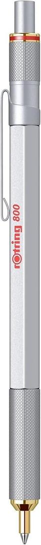 Rotring 800 Retractable Ballpoint Pen, Medium Point, Silver (1 Count (Pack of 1))