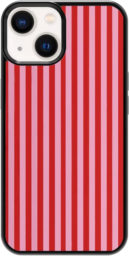 Aesthetic Pink Striped Pattern Case Compatible with iPhone 12,Geometric Vertical Stripes Phone Case,Custom Vertical Lines Protective Cases with Soft TPU Material for Women Girls (for iPhone 12)