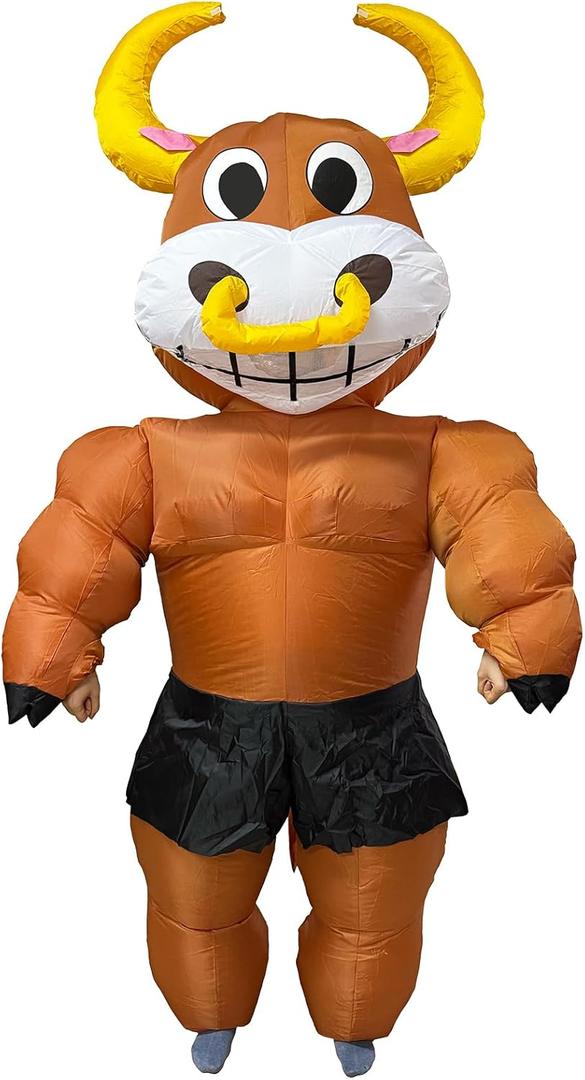 Inflatable Bull Costume for Party, Halloween, Blow Up Suit, Adult Size