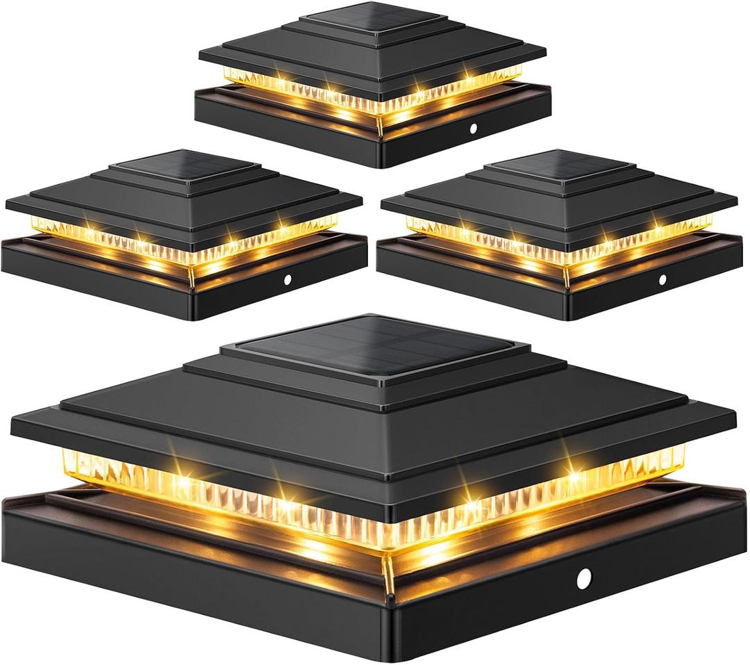 APONUO 4x4 Post Solar Lights,2-Mode IP64 Waterproof 16 Bright LEDs Outdoor Lighting for Deck,Fence,Patio,Garden,Yard,Long-Lasting Solar-Powered Lights for Posts 4x4 5x5 5.5x5.5,Black 4-Pack