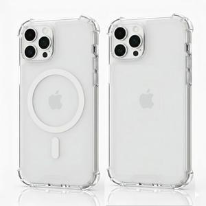 Pack of 2 iPhone 14 PRO Case Clear MagSafe + Clear, 2.5mm Shockproof Military Grade Drop Protection, Hard Transparent Anti Yellowing Back, Airbag Corners, MagSafe Compatible