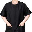 Pumtus Waterproof Pet Grooming Workwear, Short Sleeves Dog Groomer Smock, Anti Static Baber Uniform with Full Zipper & Pocket (Large)