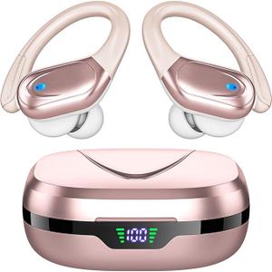 Wireless Earbuds Bluetooth Headphones 80hrs Playback Ear Buds Power Display with Noise Canceling Mic Headsets for Sports/Workout/Running Rose Gold