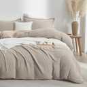 Bailix Muslin Duvet Cover Set King Size, 100% Washed Cotton Gauze Duvet Cover for All Seasons, Linen Like, 3 PCS, 1 Fluffy Duvet Cover(104"x90") with 2 Pillow Shams(20"x36"), Oatmeal