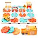 Pack Of 2 SYNCFUN Kids Toy STEM Board Games, Montessori Construction Puzzle, Logic Road Builder, Ideal Birthday Party Gift for Boys & Girls Ages 3-5 4-8