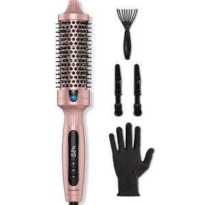 Terviiix Thermal Brush, 1.5 Inch Quick Heating Hot Brush Get Voluminous Style, Ceramic Tourmaline Ionic Heated Curling Iron, Digital Display 6 Temperatures Curling Wand, Dual Voltage,