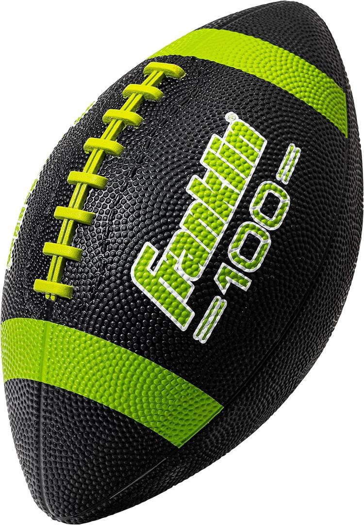 Franklin Sports Kids Junior Grip-Rite Youth Junior Size Rubber Footballs - Peewee Kids Durable Outdoor Footballs - Single (Black/Optic)
