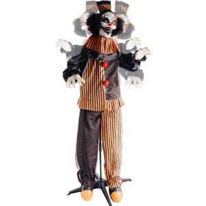 Hourleey Halloween Outdoor Standing Clown Decorations, Life Size Animatronic Scary The Talking Clown with Flashing Red Eyes, Indoor Outdoor Halloween Decoration