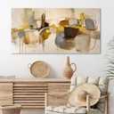 HGUAOA Abstract Wall Art for Living Room - Large Yellow and Orange Geometric Artwork - Modern Paintings for Office Decor - Contemporary Big Wall Decor for Home or Office 2448IN