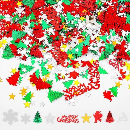 JXITON 4800pcs Christmas Confetti,Xmas Table Confetti Snowflake Santa Claus Metallic Foil Sequins Glitter Table Scatters for Party Decoration