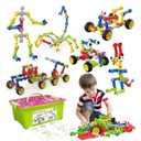 Stem Building Toys for 3 4 5 6 7 8 Year Old Boys Girls Kids,180 Pieces Building Blocks Educational Learning Toys with Large Storage Box,Ideal Christmas Birthday Gifts