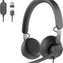 Logitech Zone 750 Wired On-Ear Headset with Advanced Noise-canceling Microphone, Simple USB-C and Included USB-A Adapter, Plug-and-Play Compatibility for All Devices