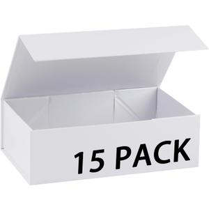 15 Pack Magnetic Gift Box With Lid 9.5x6x3,White Gift Boxes Bulk,Luxury Bridesmaid Proposal Box,Small Magnetic Closure Box Boxes For Presents,Wedding,Business (White-9.5x6x3)