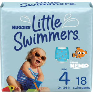 Huggies Little Swimmers Disposable Swimming Diapers, Size 4 (24-34 lbs), 18 Ct