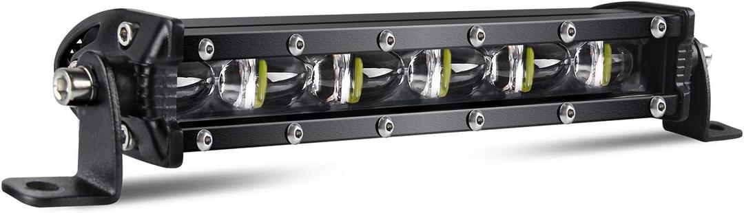 CO LIGHT Led Light Bar Single 7 inch Slim Single Row Lightbar Driving Combo Beam Off Road Work Lights with Mounting Brackets & 6D Reflectors for Truck, Car, Cabin, Boat, ATV, UTV (White)