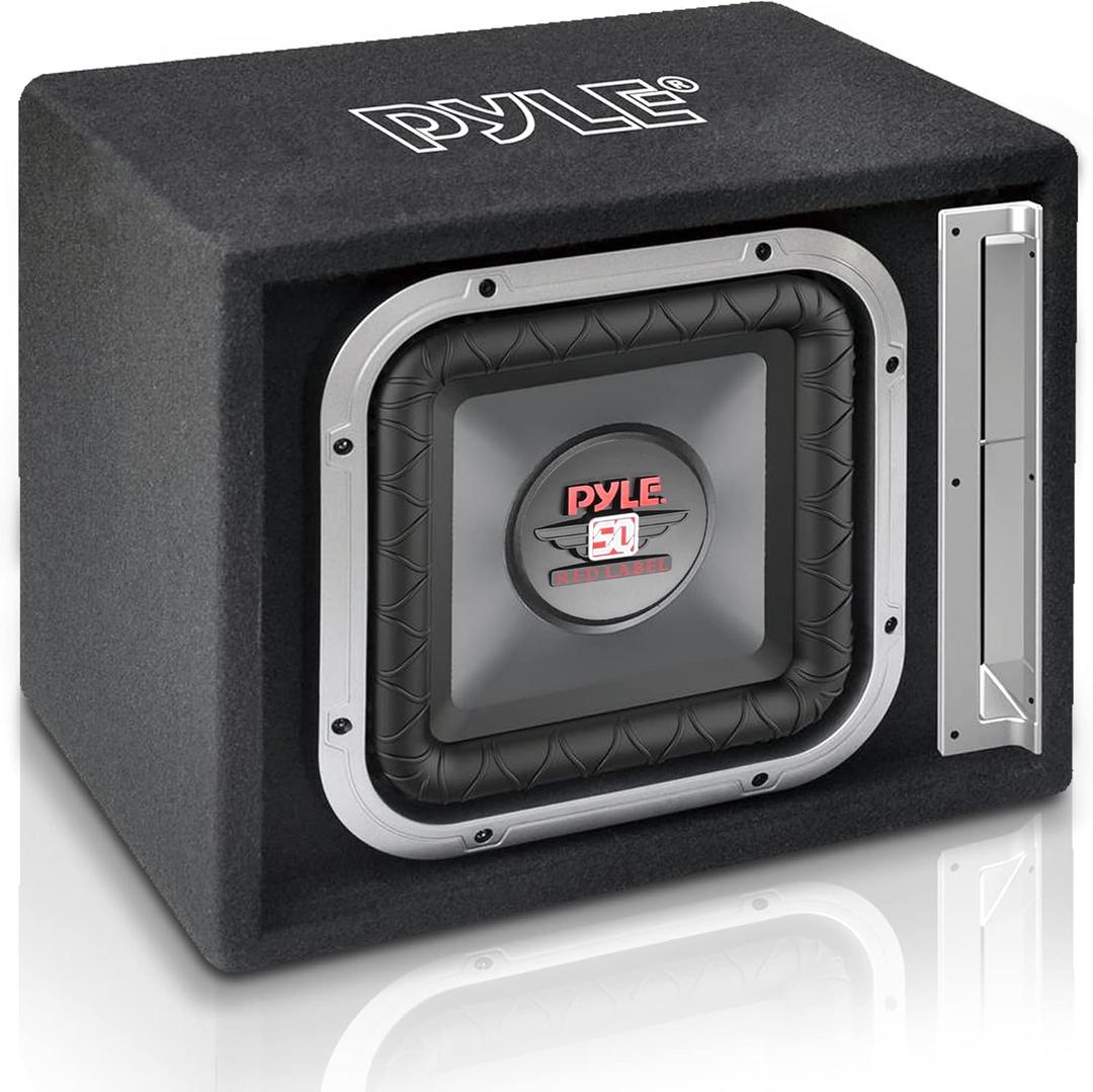 Pyle 10'' Single Series Vented Subwoofer Enclosure - High Powered Woofers with a Non-Pressed Paper Cone, Rear Vented Design with Santoprene Surround - PLSQ10BS,Black