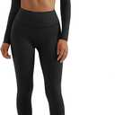 SUUKSESS Women 2 Piece Workout Sets Compression Tummy Control Leggings with Pockets Long Sleeve Square Neck Padded Crop Tops (Small, Black