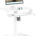 Mobile Standing Desk with Keyboard Tray Rolling Desk 25.6 x 17.7 Inch, Portable Laptop Desk with Wheels, Small Adjustable Height Stand Up Desk, Mobile Computer Workstation Home Office, White (Double-deck)