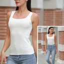 BQTQ 5 Pack Women's Tank Tops Square Neck Sleeveless Ladies Tank Top Undershirts (Large, Black, White, Gray, Darkrednavy)