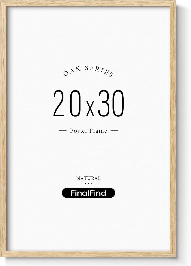 Minimalist 20x30 Frame, Natural Solid Oak Wood 20x30 Poster Frame, Lightweight for Wall Mounting(Single, Oak)