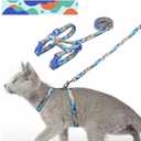 azuza Cat Harness and Leash Set for Safe Walking and Travel, Escape Proof Cat Harness, Lightweight Soft and Comfortable, Adjustable Kitten Harness for Small Medium Large Cats, Blue Camo (Neck Girth: 7"-10", Chest Girth: 10"-17")