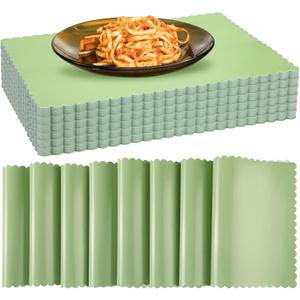 Glenmal 120 Pcs Disposable Paper Placemat Sage Green Placemats Green Disposable Scalloped Edges Table Mats for Restaurant Catering Dining Table, Birthday Parties Decor, 14 x 10 Inches