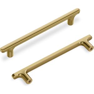 Lardmon 10 Pack Champagne Bronze Modern Cabinet Pulls 6.5 Inch(165mm) Total Length | 5 Inch(128mm) Hole Center Bar Pulls Kitchen Cabinet Handles Solid Drawer Pulls Heavy Duty Kitchen Hardware