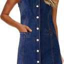 Women's Denim Dress Sleeveless Jean Dress Denim Shirt Dresses Western Cowgirl Country Outfits with Pocket 2026 (Blue, M)