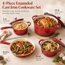 Enameled Cast Iron Cookware Set,7 Piece Dutch Ovens Set,Red, Variety Pack