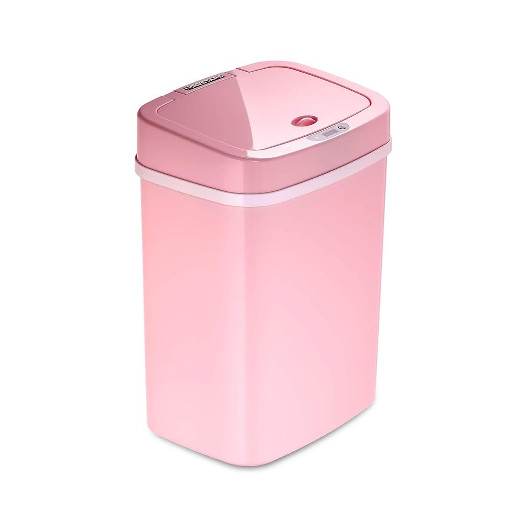 Ninestars 3 Gallon Automatic Trash Can, 12L Touchless Motion Sensor Bathroom or Bedroom Garbage Can with Odor-Sealing Lid, Impact-Resistant ABS Plastic, Pink