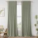 Guken Sage Green 100% Blackout Curtains 126 Inch Length 2 Panels Set for Living Room Bedroom Back Tab Thermal Insulated Black Out Linen Drapes Room Darkening Window Curtains 52x126