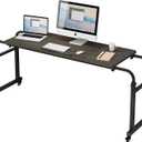 TigerDad Tilt Overbed Table with Wheels, Height Adjustable Rolling Desk for King Queen Bed, Tilting Laptop Cart Mobile Computer Workstation, Dekuwood