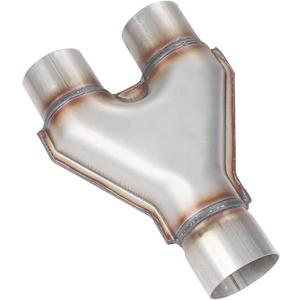 LCGP Stainless Steel Y Pipe 2.5 Inch ID Single to 2.25'' Inch ID Dual Exhaust Adapter Connector 10" Overall Length