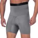 Tummy Control Shorts High Waist Slimming Shapewear for Men Body Shaper Seam Belly Girdle Compression Briefs (Gray, XL)